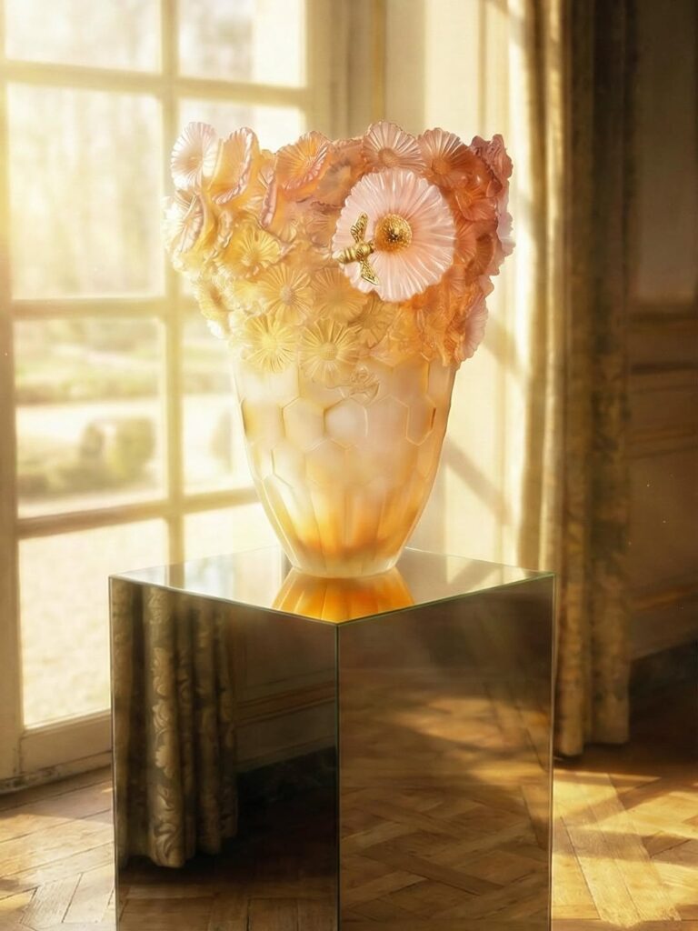 vase magnum or d'abeille de la maison daum