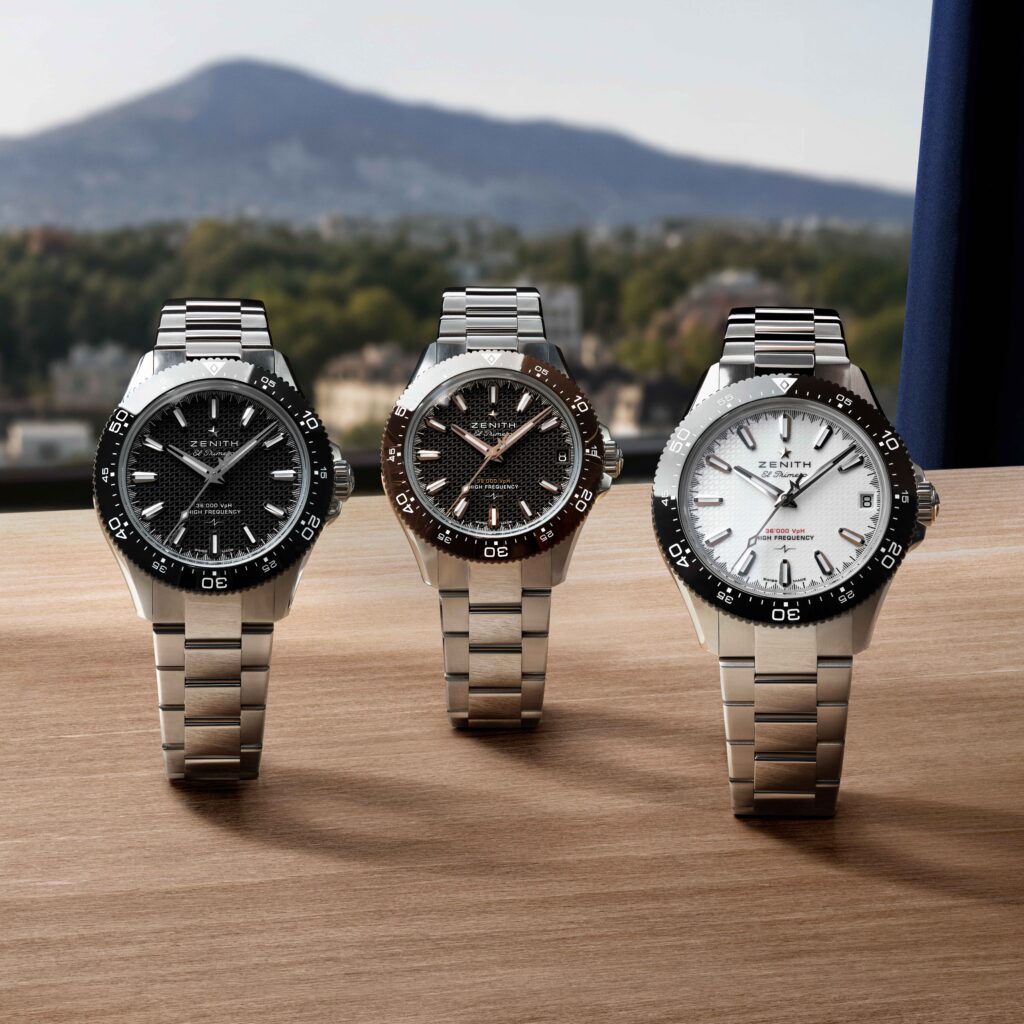 trois coloris ZENITH CHRONOMASTER Solo Sport